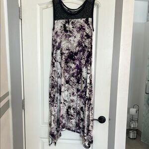 Elegant Purple and Black Sleeveless Dress